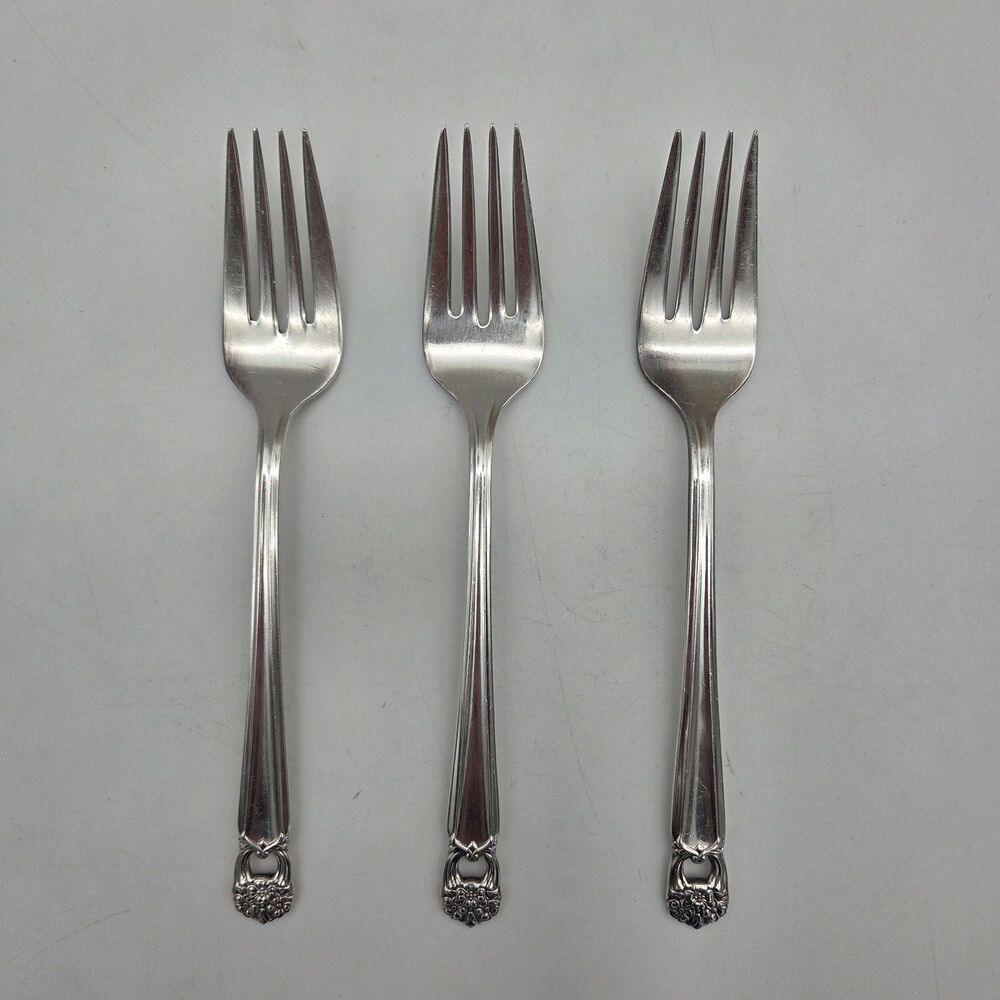 1847 Rogers Bros Eternally Yours Salad Fork Lot 3pc 6-3/4" Pierced 1941 IS